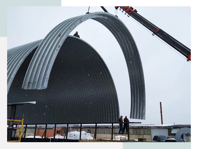 Полукруглые ангары в Междуреченске